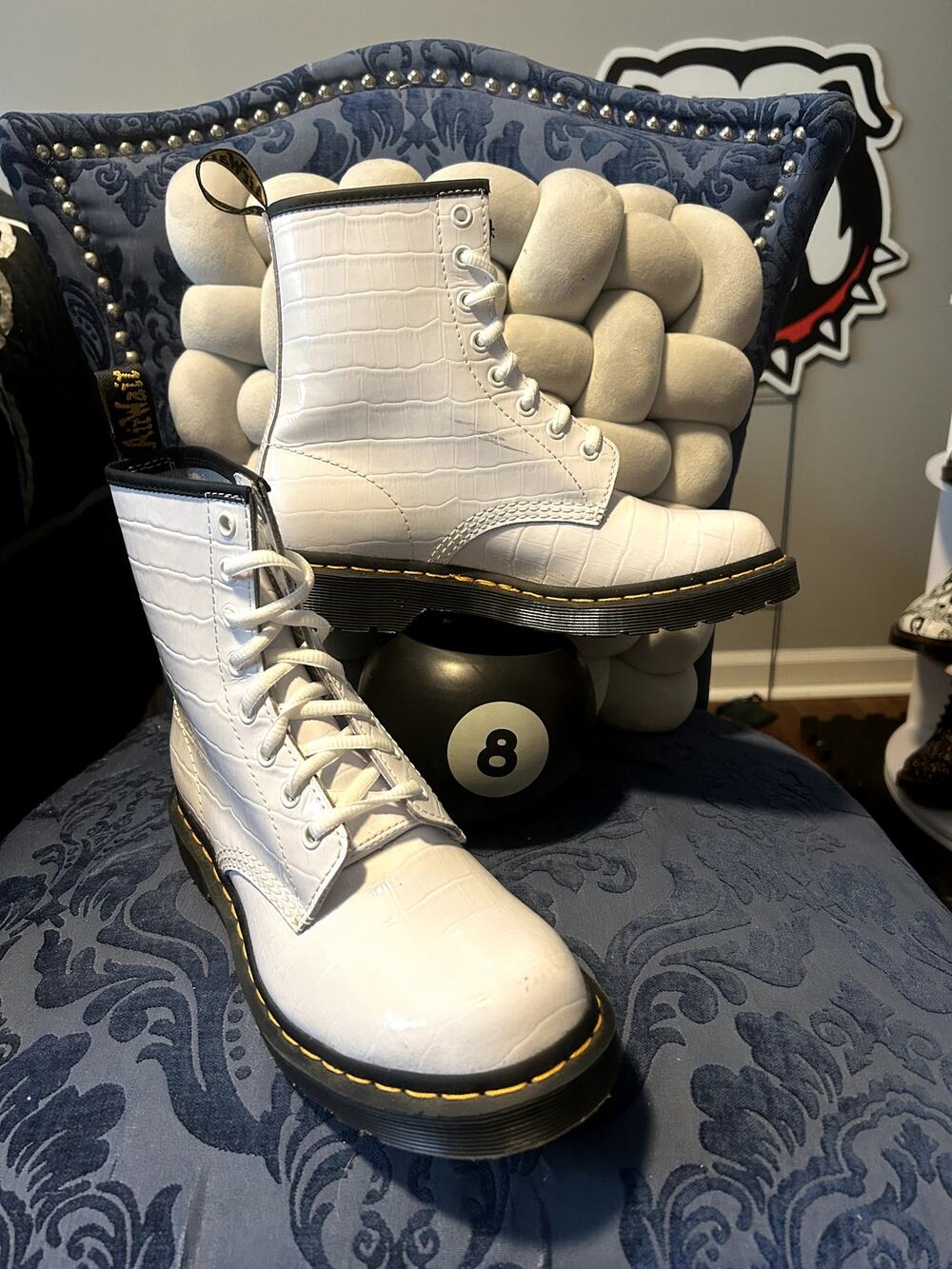 Dr Martens White Patent Leather Croc Embossed size 8/EU 39